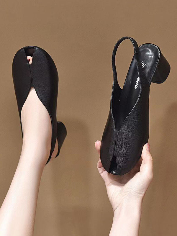 Open Toe Solid Color Shoes Pumps Sandals