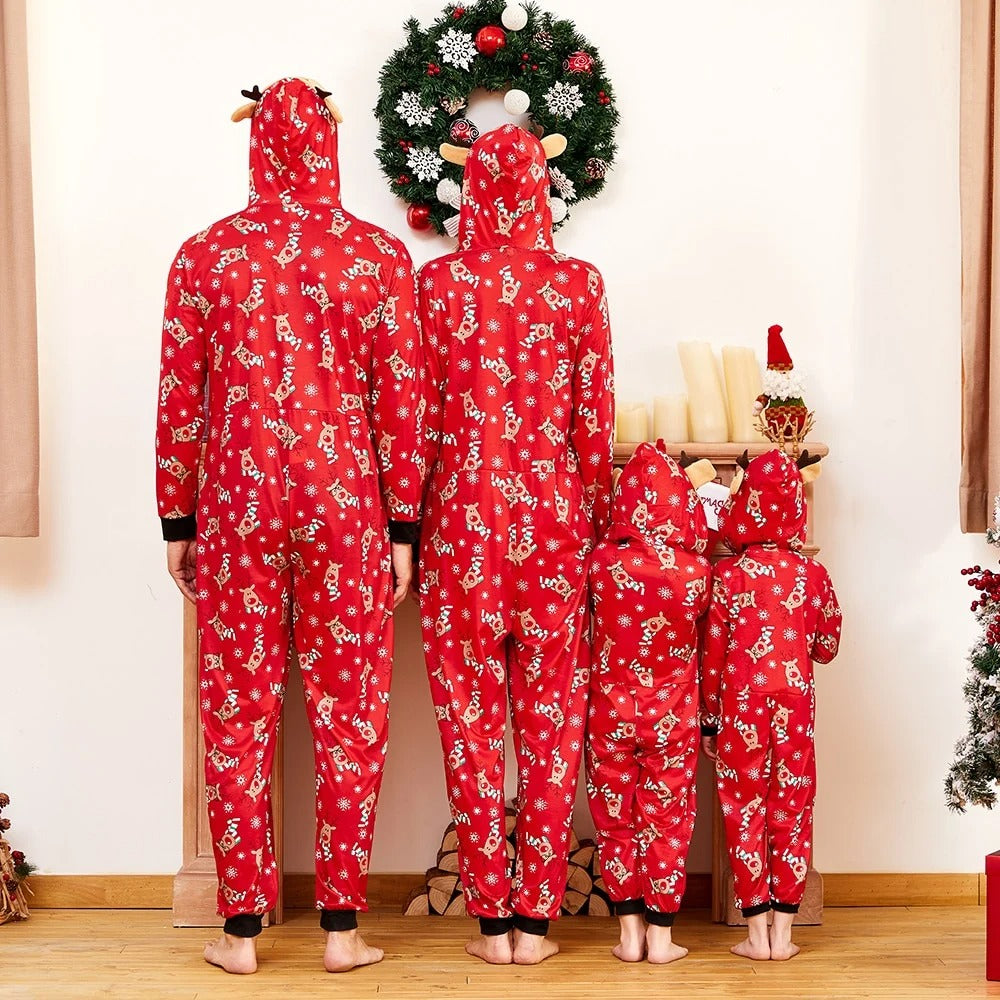 Multicolor Holiday Hooded Family Matching Onesies Pajamas