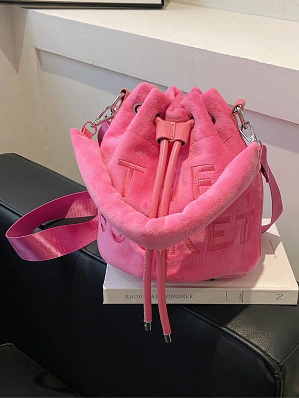 Drawstring Letter Print Crossbody Bags Handbags