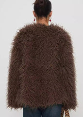 Textured Shaggy Faux Fur Jacket