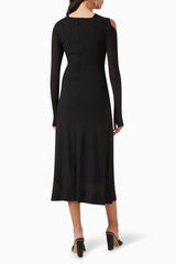 Nita Cut-out Cross Bodice Midi Knit Dress