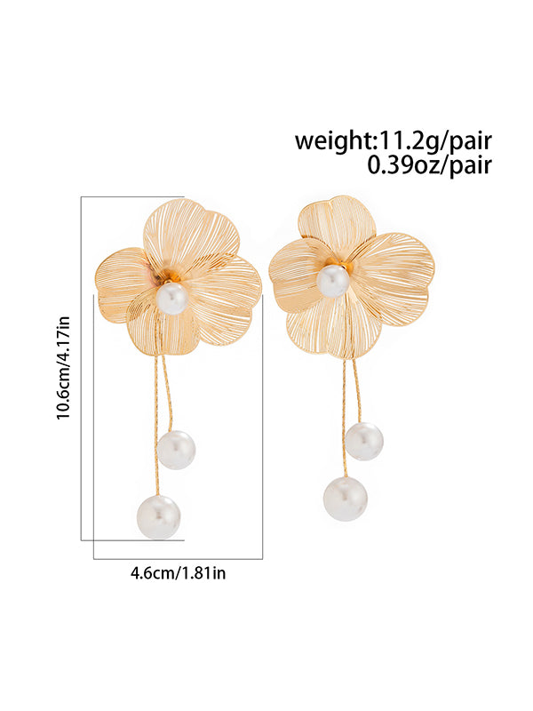 Flower Shape Tasseled Drop Earrings