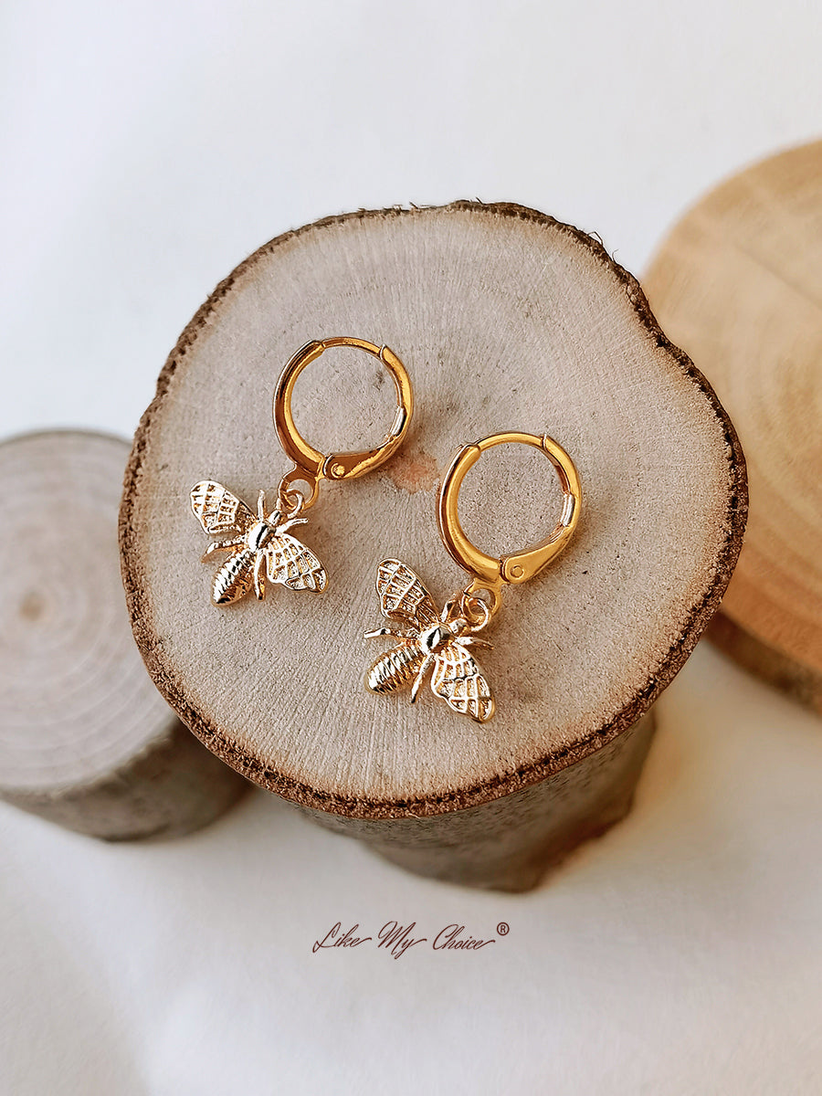 Bee Hoop Earrings