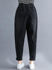 Thicken Solid Color Column Jean Pants