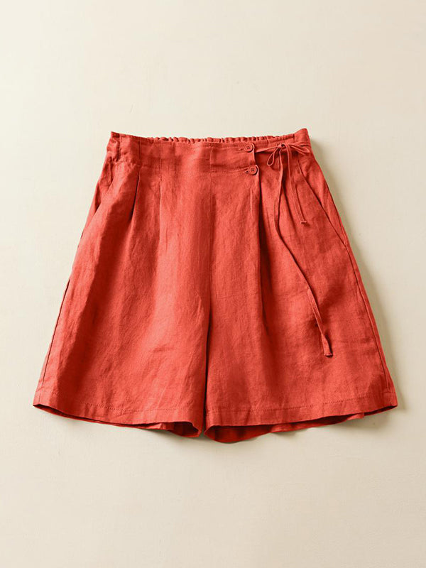 Loose Elasticity Solid Color Shorts Bottoms