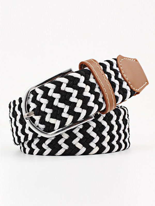 20 Colors Simple Contrast Color Weave Belt