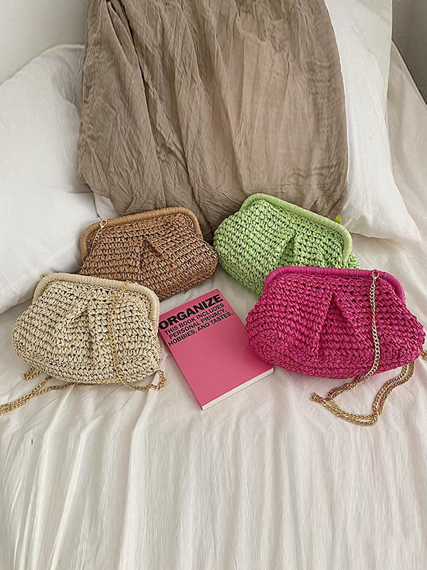 Chains Solid Color Crossbody Bags Satchels