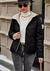 Luxe Quilted Short Coat with Faux Shearling Collar