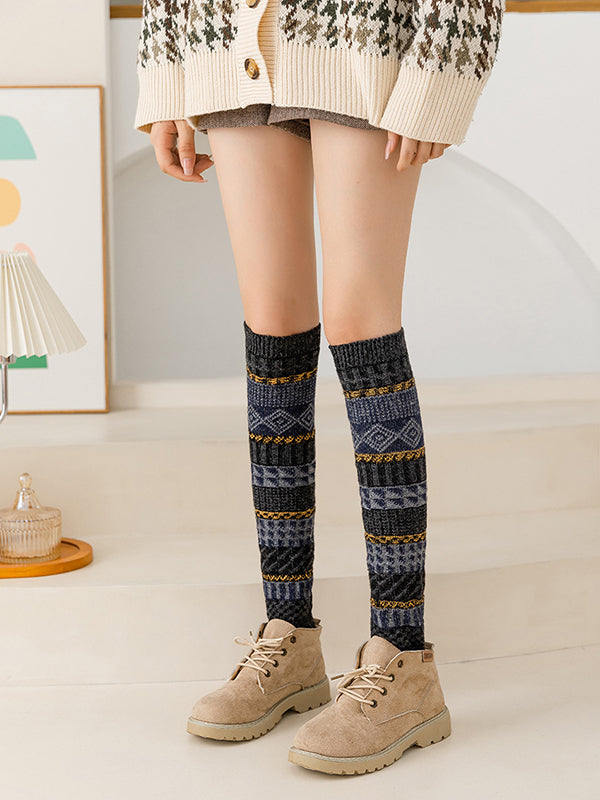 Casual Keep Warm Contrast Color Leg Warmers Accessories