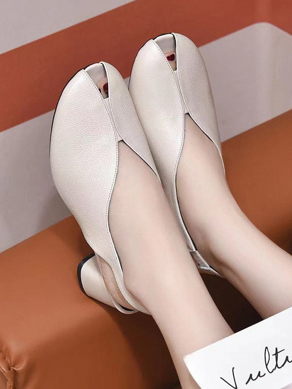 Open Toe Solid Color Shoes Pumps Sandals