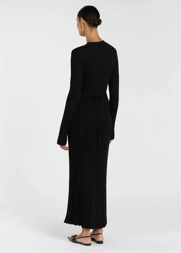 Parisian Pleated Ribbed Midi Dress