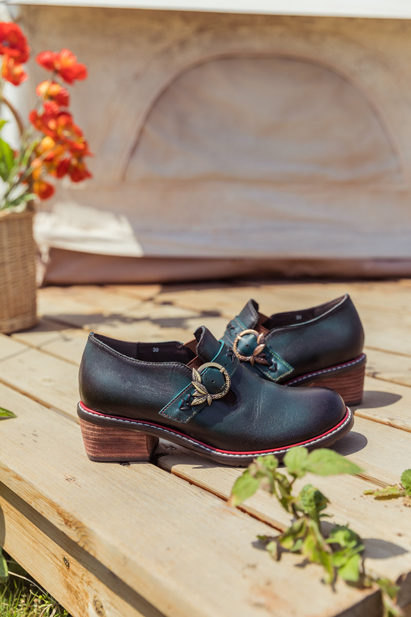 SOFFIA | Dark Green Leather Bootie