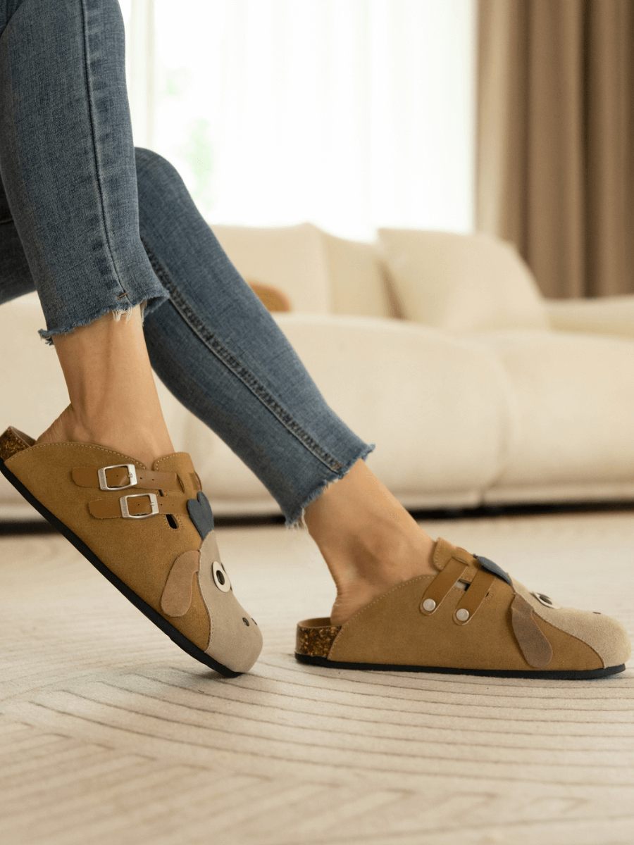 Maibulun | Moo Moo Baa Baa Double Strap Suede Clog - Khaki