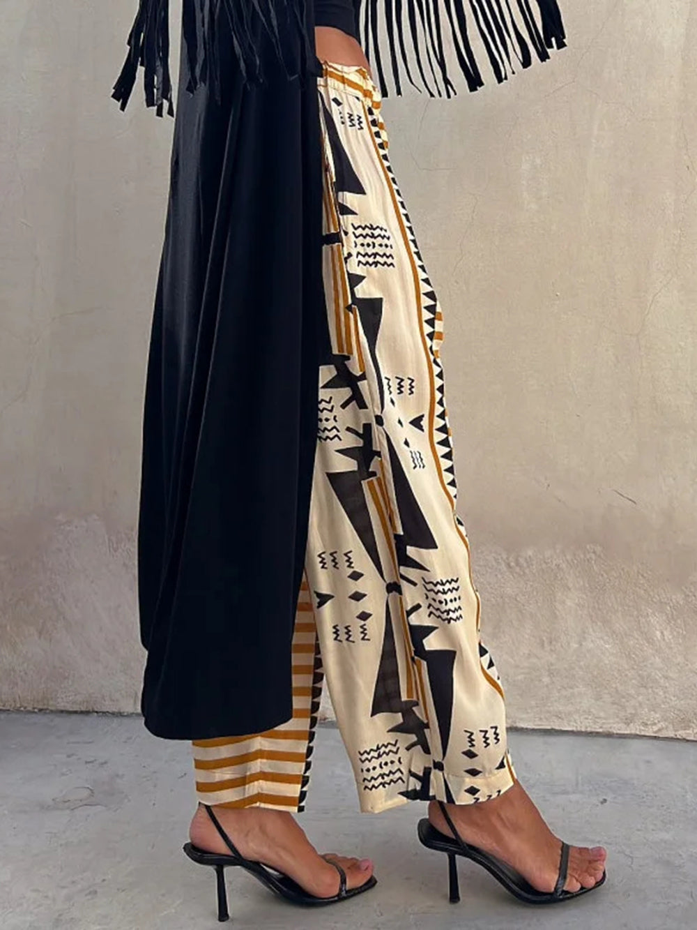 Boho Printed Harem Pants Mid-Rise Casual Pants