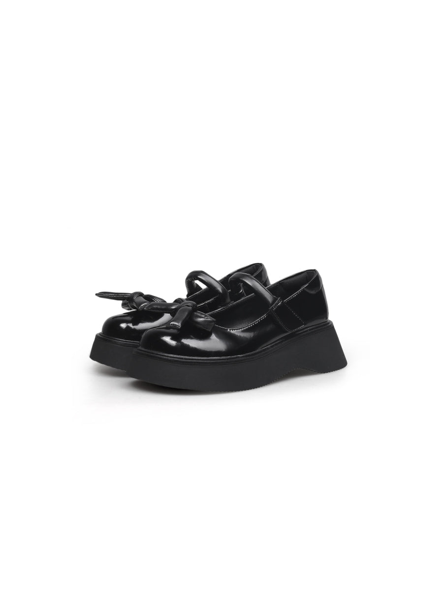 JADYROSE | BLACK PATENT LEATHER TIE-BOW MARY JANE