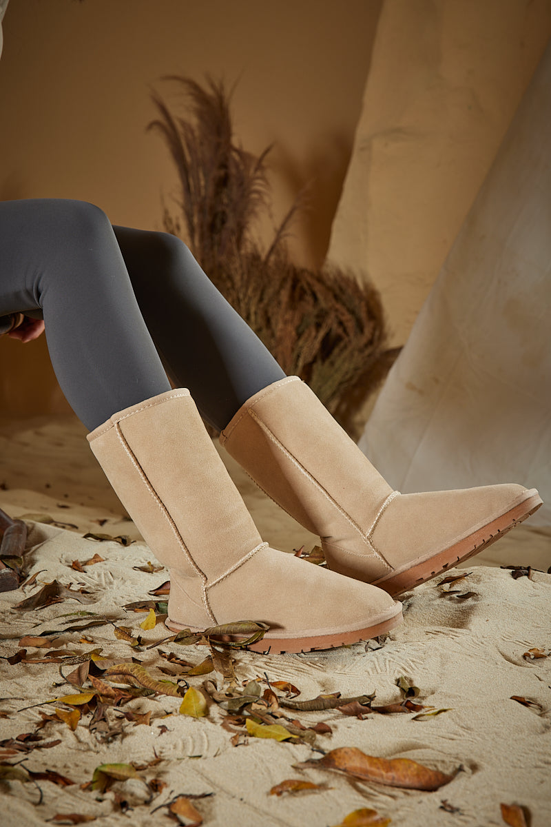 SMAIBULUN Ugg | At Your Leisure Suede Mid Calf Boots - Sand