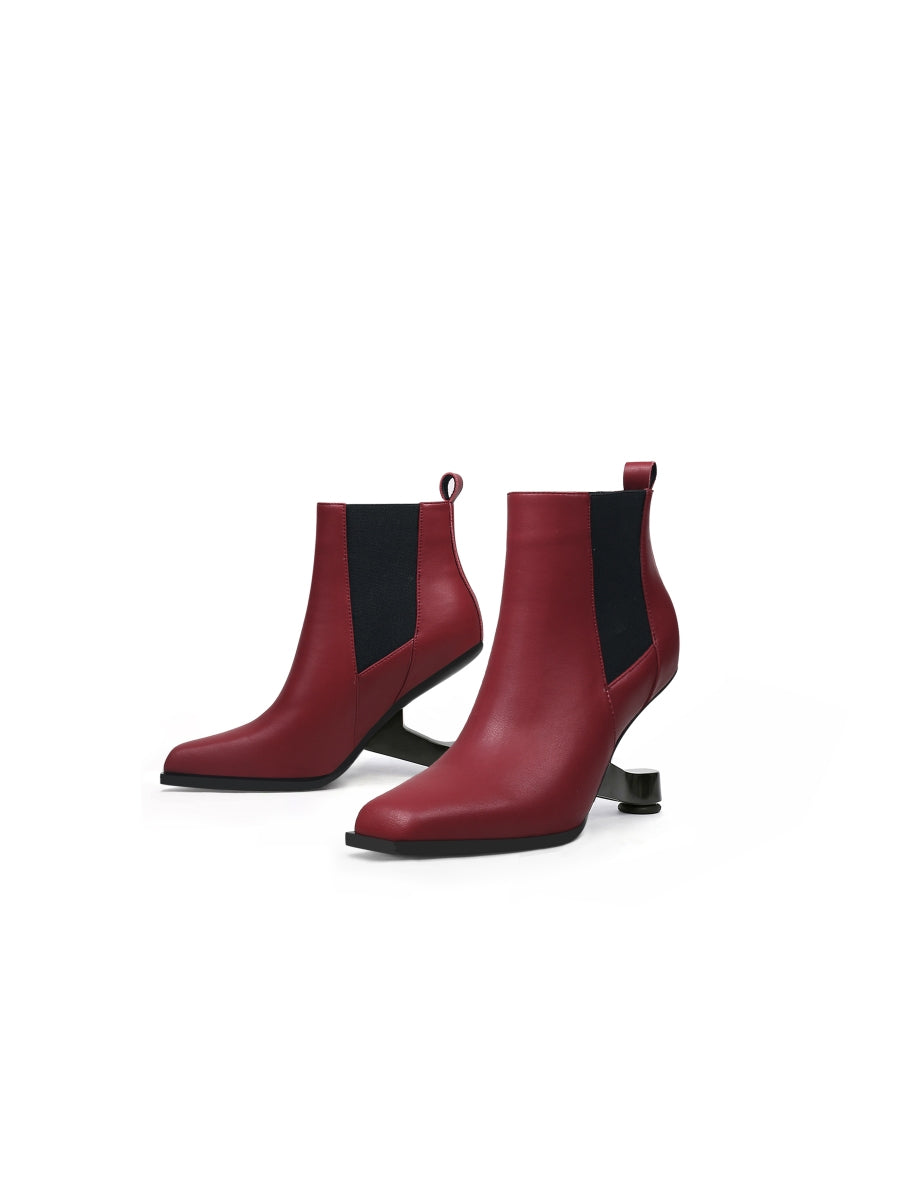 JadyRose | HARPER Elevator Heel Burgundy Leather Chelsea Boot