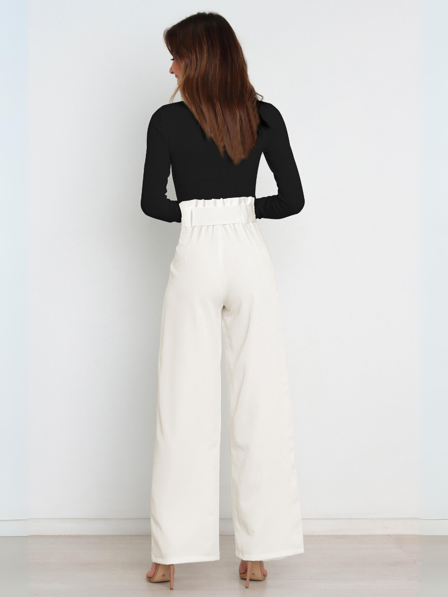 Iconic High Rise Pocketed Trouser Pants - White