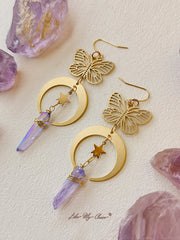 Hollow Butterfly Natural Crystal Earrings