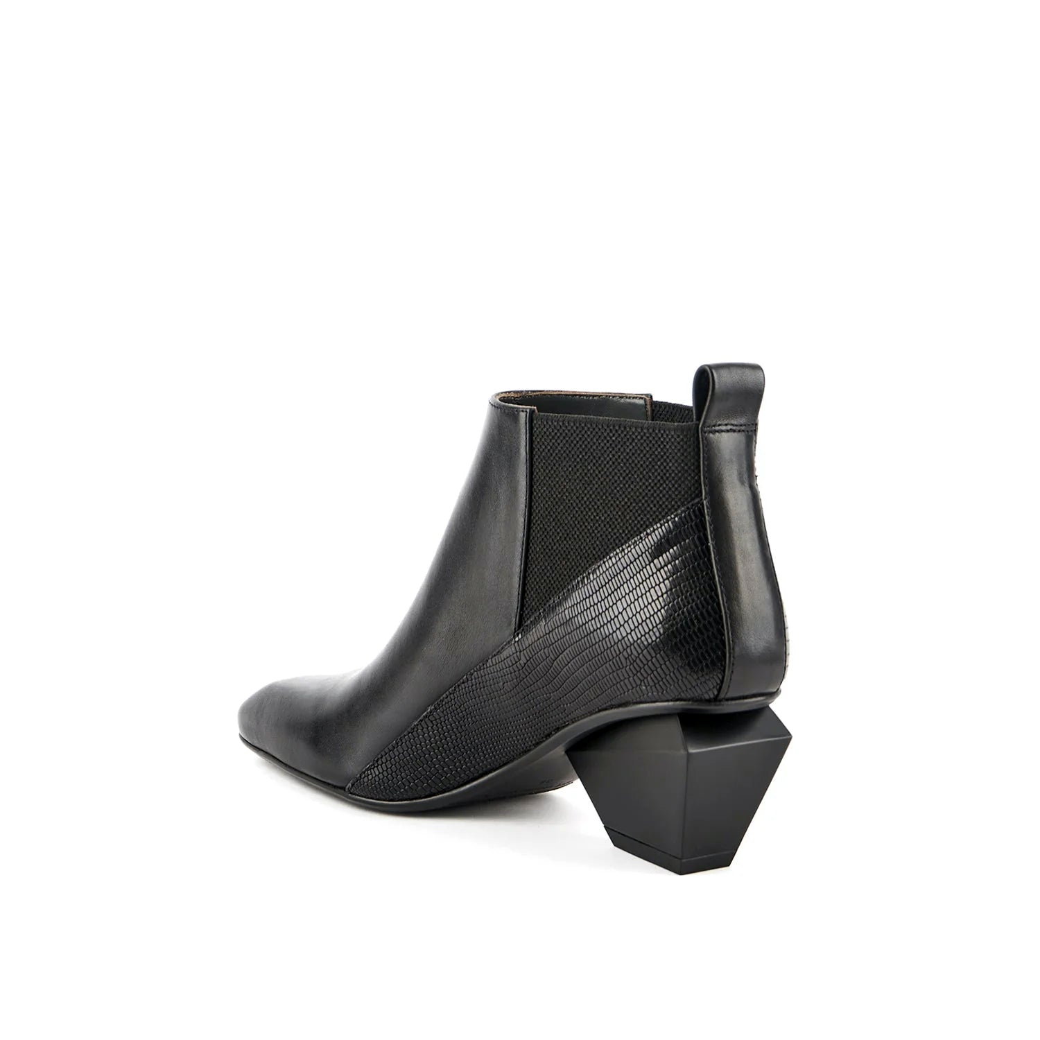 Jady Rose | Ayala Geometry-heel Leather Ankle Boot - Black