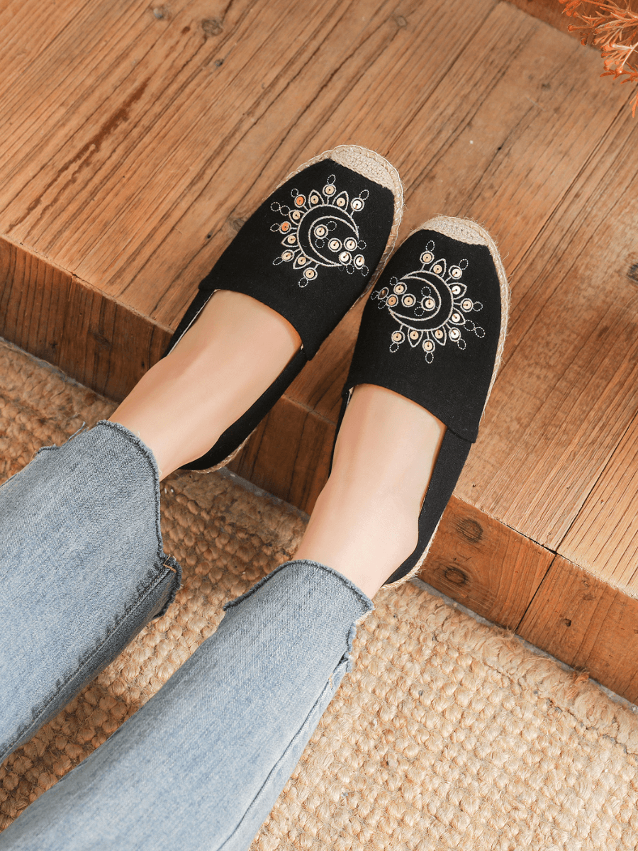 Cactus Rose | Solana Linen Espadrilles - Black