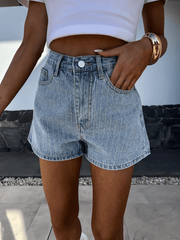 Tavira Sparkle High Rise Denim Shorts - Light Wash