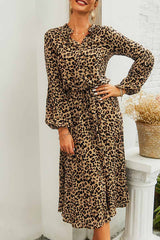 Chicindress Leopard Print V-neck Elegant Midi Dress