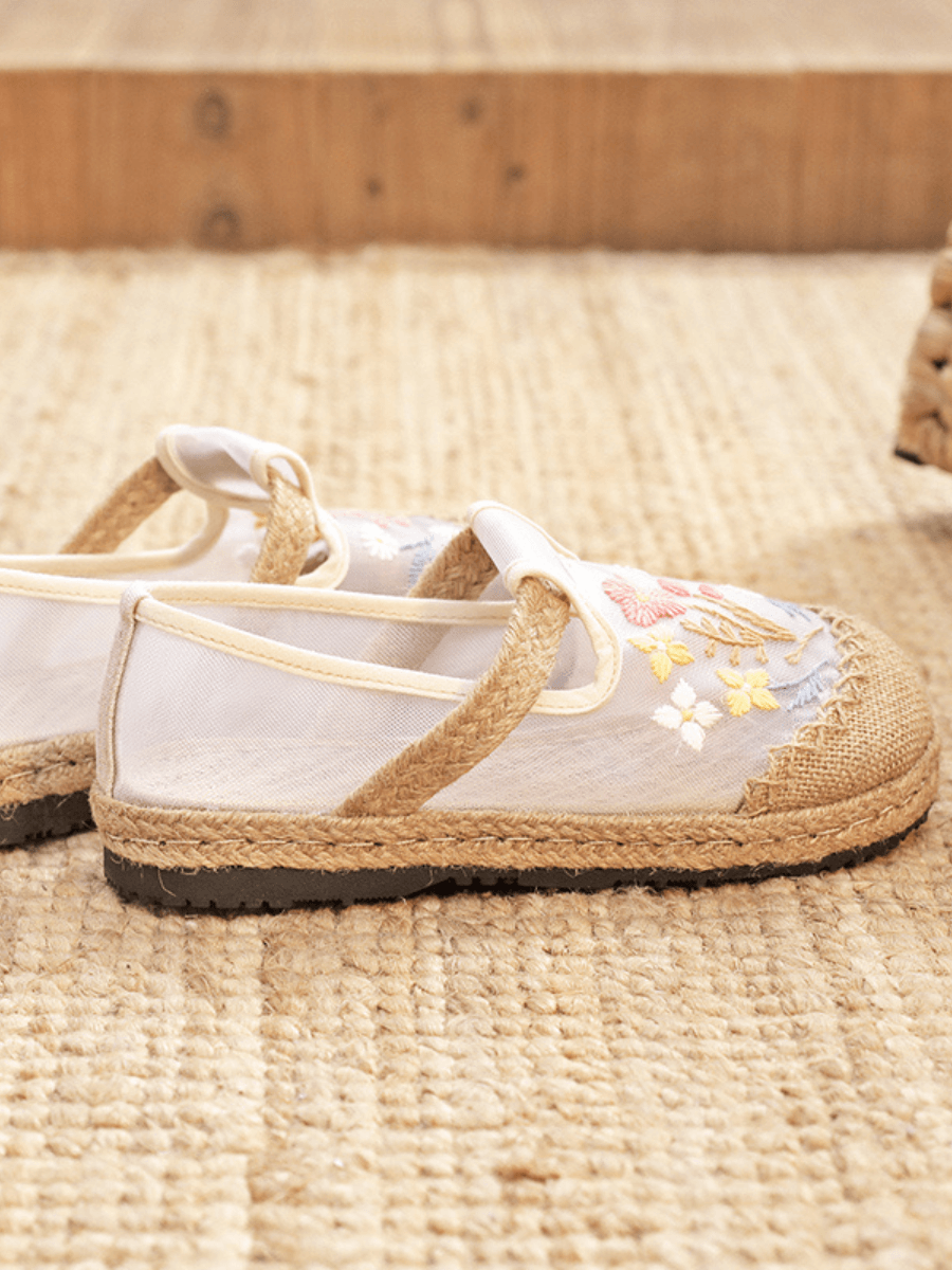 CACTUS ROSE | EMBROIDERED MESH UPPER ESPADRILLE LOAFER