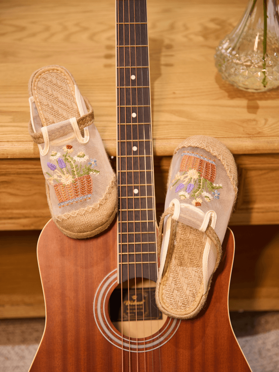 Cactus Rose | Garden Gala Embroidered Mesh Mules