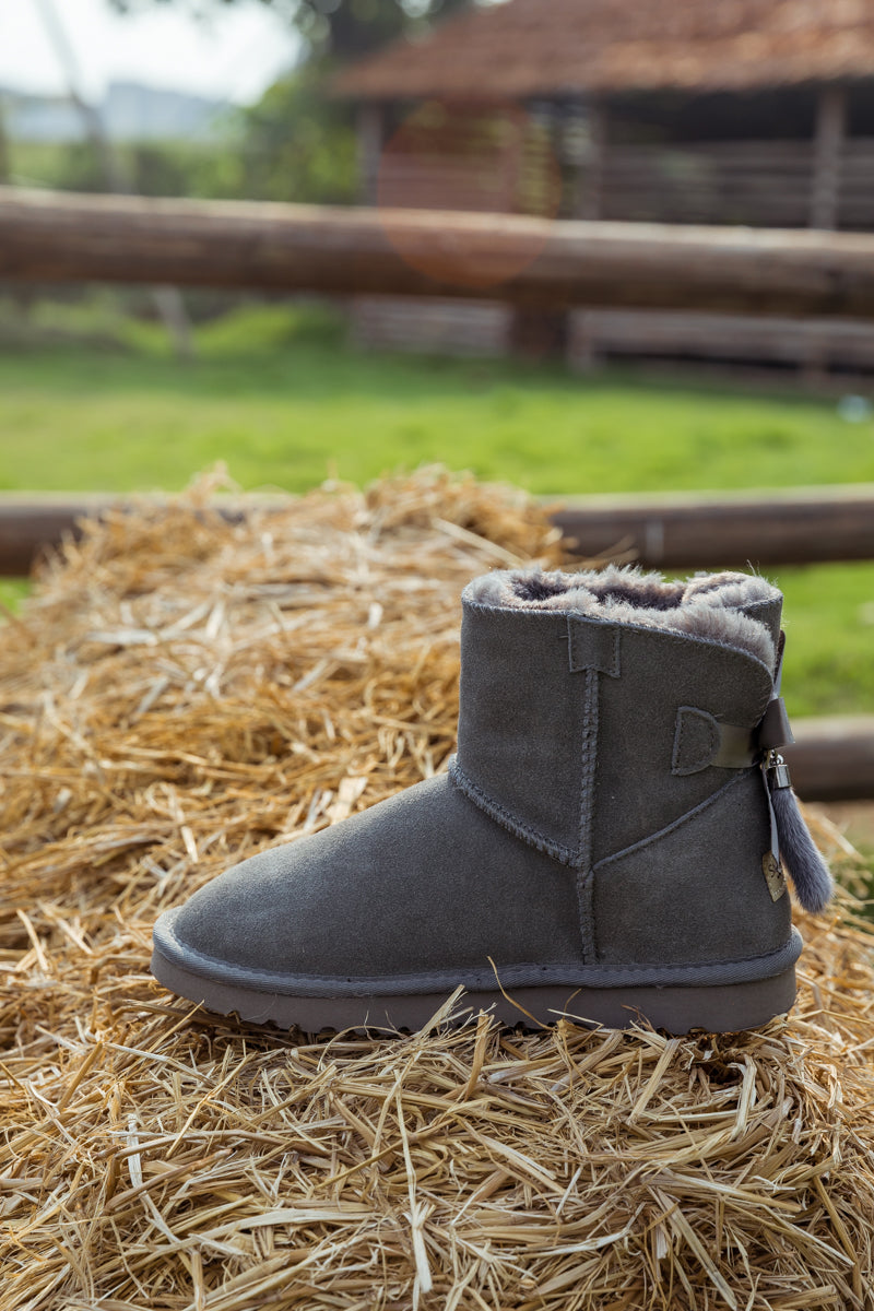 SMAIBULUN Ugg | TAIL BOW BACK SUEDE BOOT - GREY