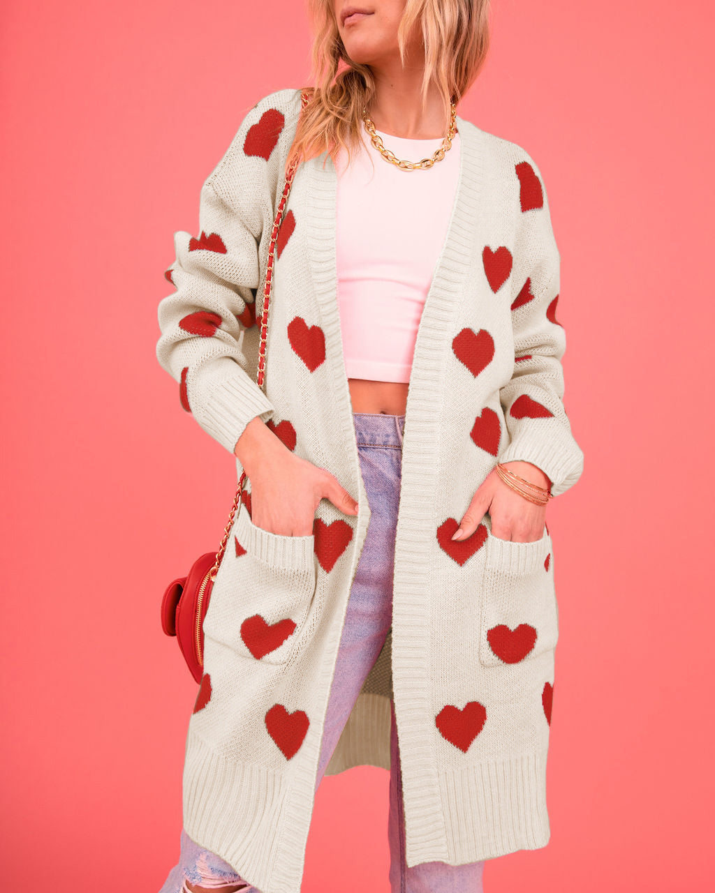 Listen To Your Heart Knit Open Front Cardigan - Beige