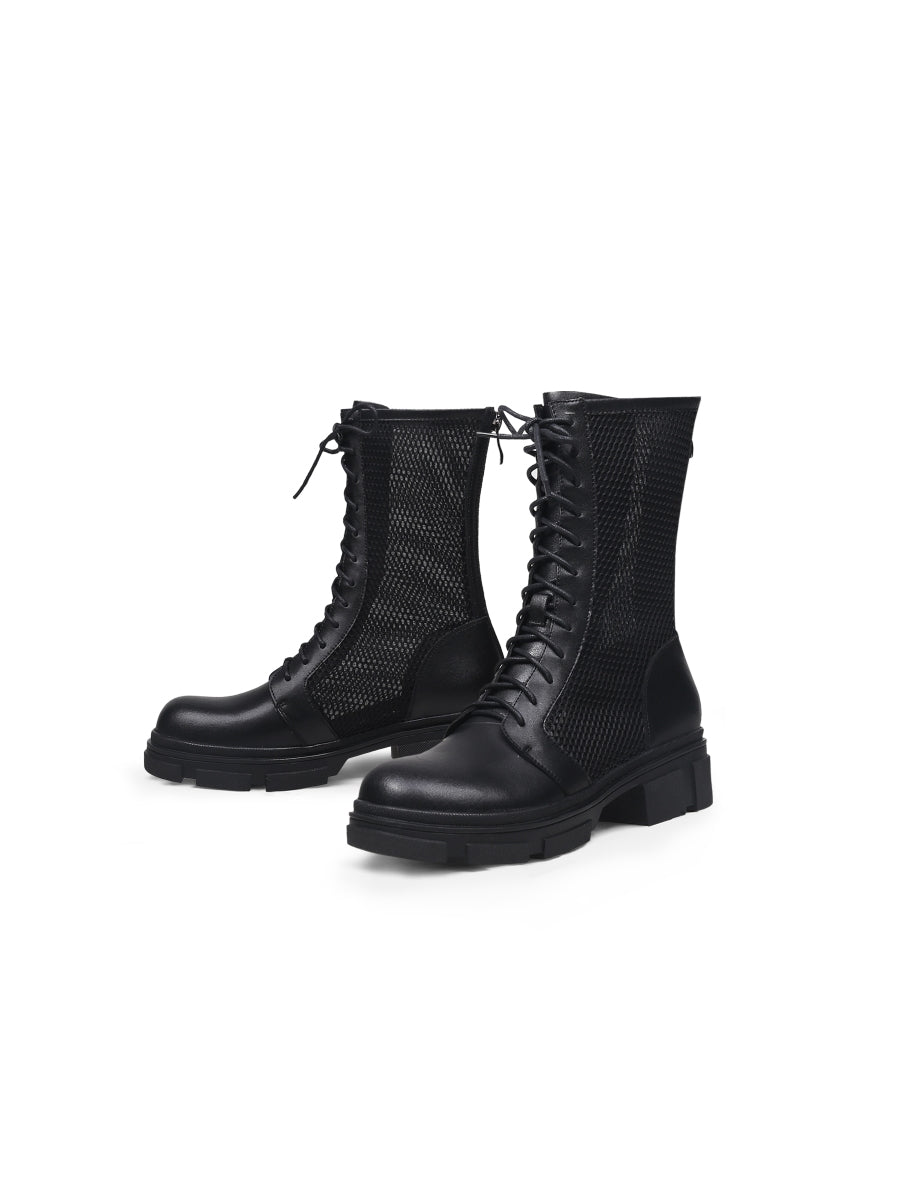 JADYROSE | LALLIE BLACK MESH COMBAT BOOT