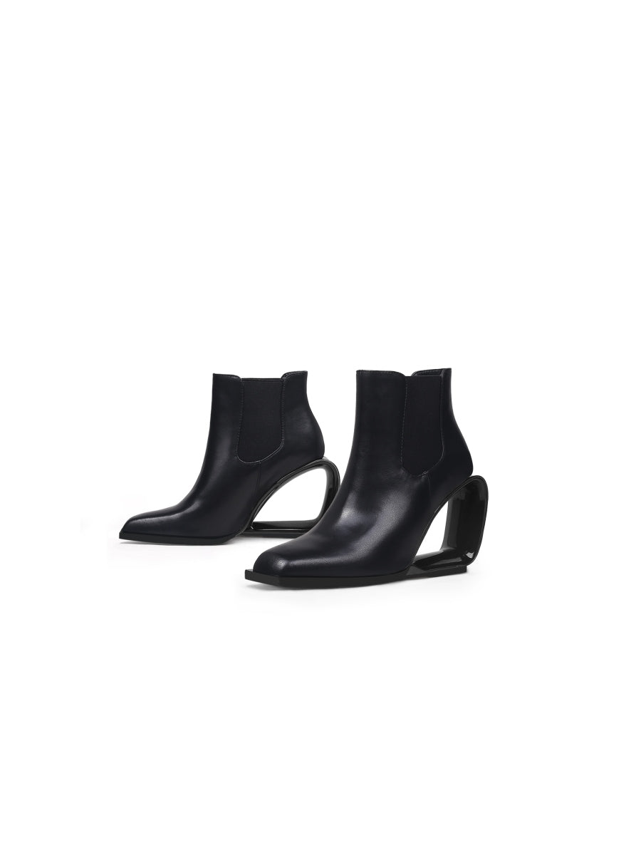 JadyRose | Genuine Leather Elevator Wedge-Heel Back Chelsea Boots