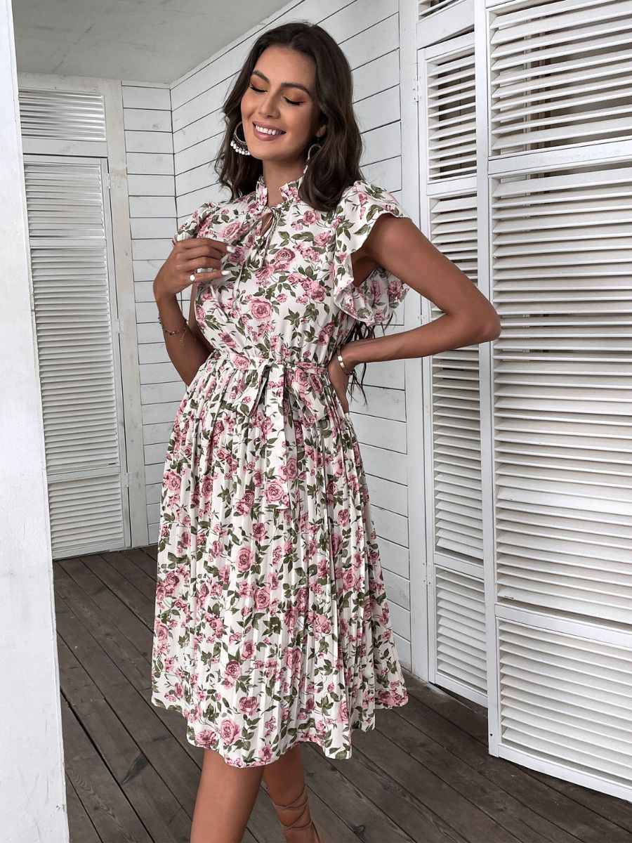 KAIDESSE MIDI DRESS - PINK FLORAL