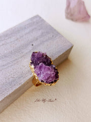 Natural Amethyst Gold Plated Ring