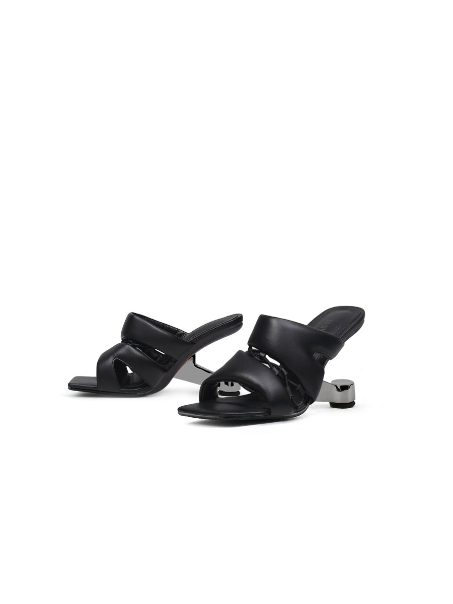 JadyRose | Black Croissant Leather Slide