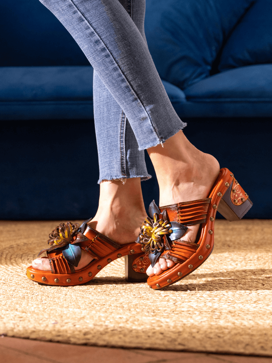 SOFFIA | WISH UPON A DREAM STUDDED FLORAL LEATHER MULE