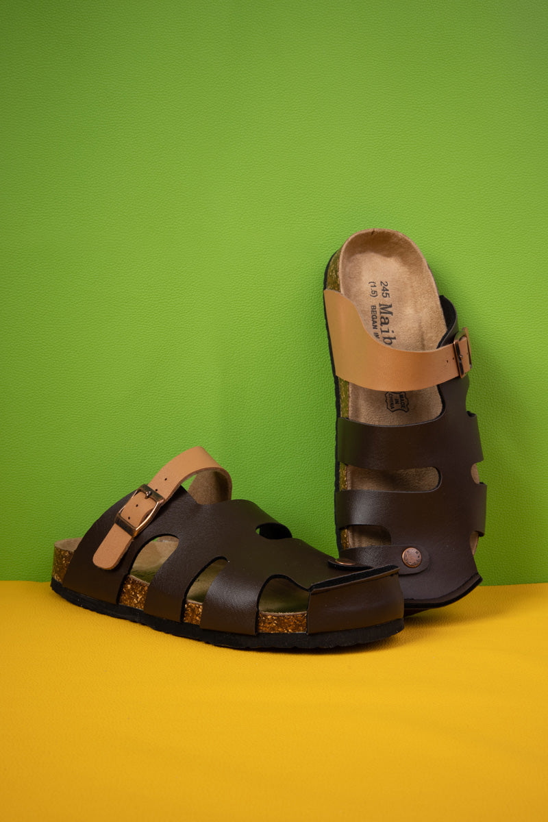 MAIBULUN | Summer Picnic Cut-Out Clog - Brown