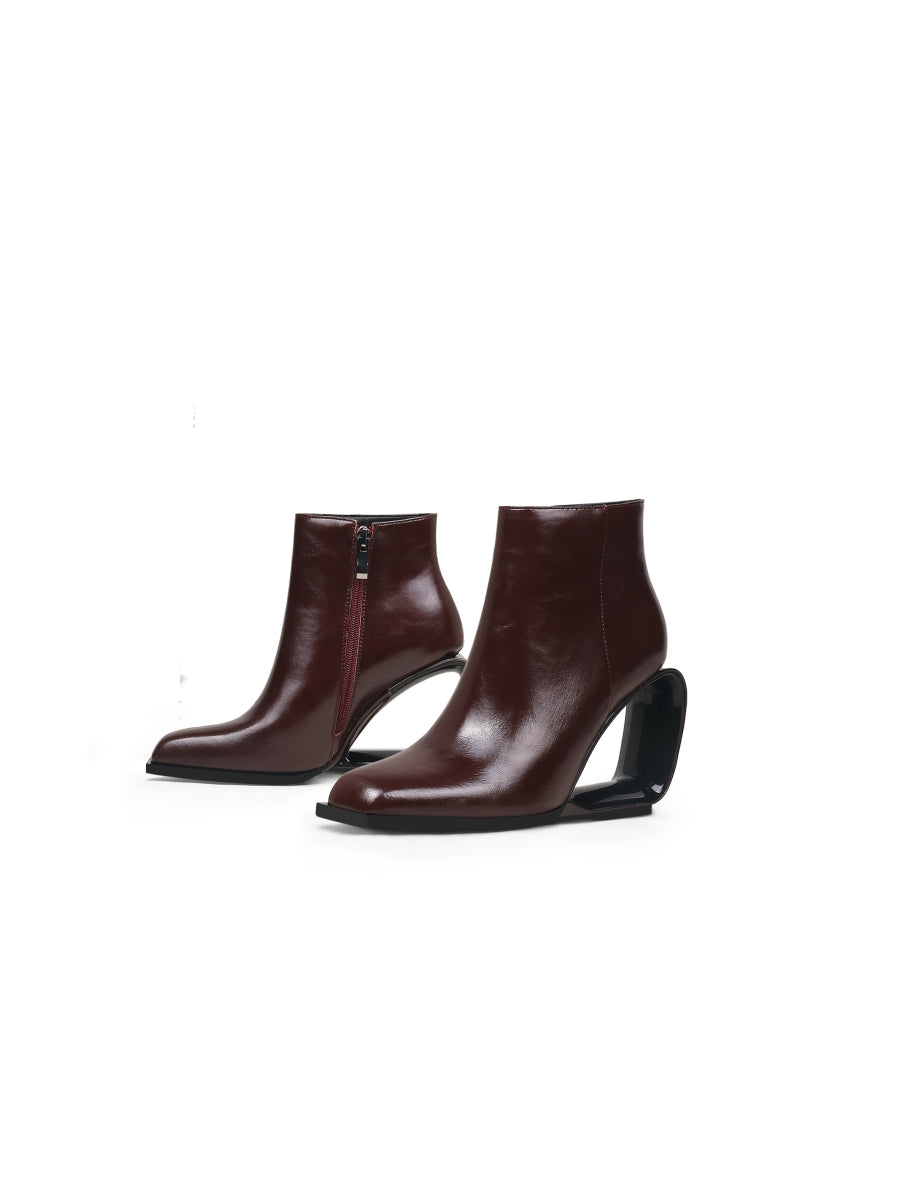 JadyRose | FIREPLACE Wedge-Heel Chocolate Leather Ankle Boot