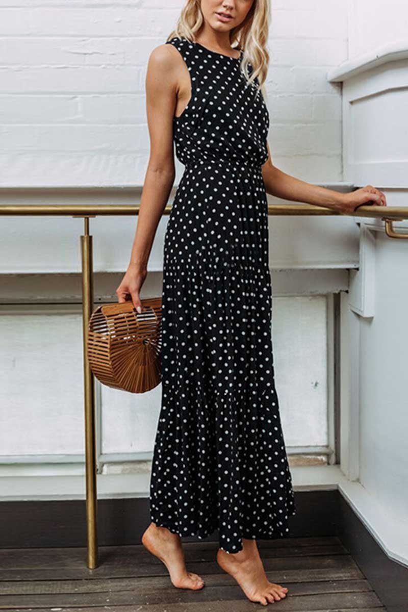 Chicindress Polka Dot Waist Maxi Dress(2 Colors)