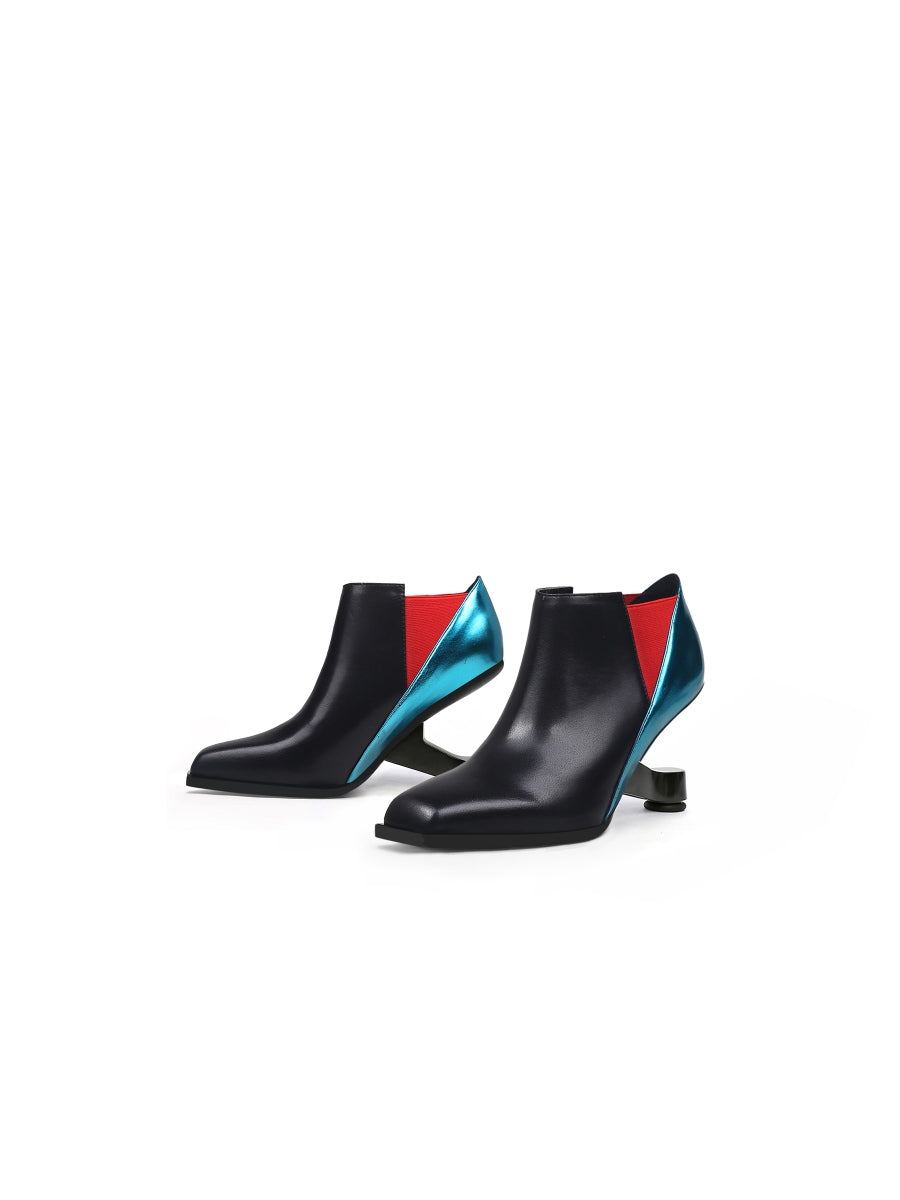 JadyRose | Blue Red Contrast Elevator Heel Ankle Boot