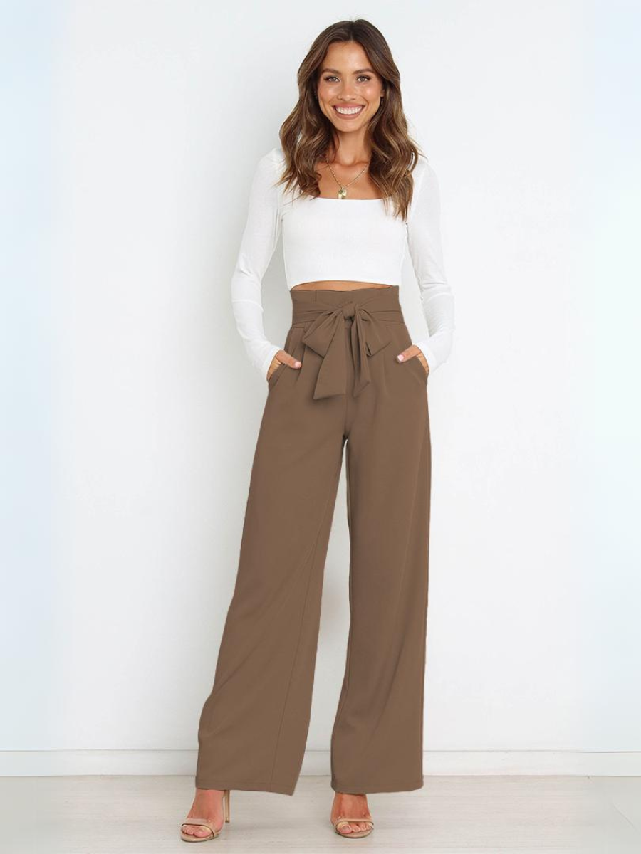 Iconic High Rise Pocketed Trouser Pants - Khaki