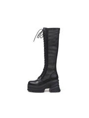 JADYROSE | LALLIE BLACK CHUNKY HEEL KNEE HIGH BOOT