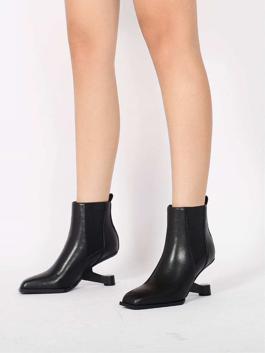 JadyRose | HARPER Elevator Heel Black Leather Chelsea Boot