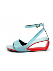 JADY ROSE | VESTAVIA ANKLE STRAP LEATHER WEDGE SANDAL - BLUE