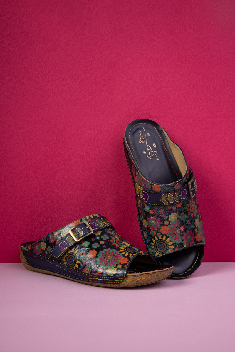 Soffia | Elsinore Boho Floral Printed Leather Sandal