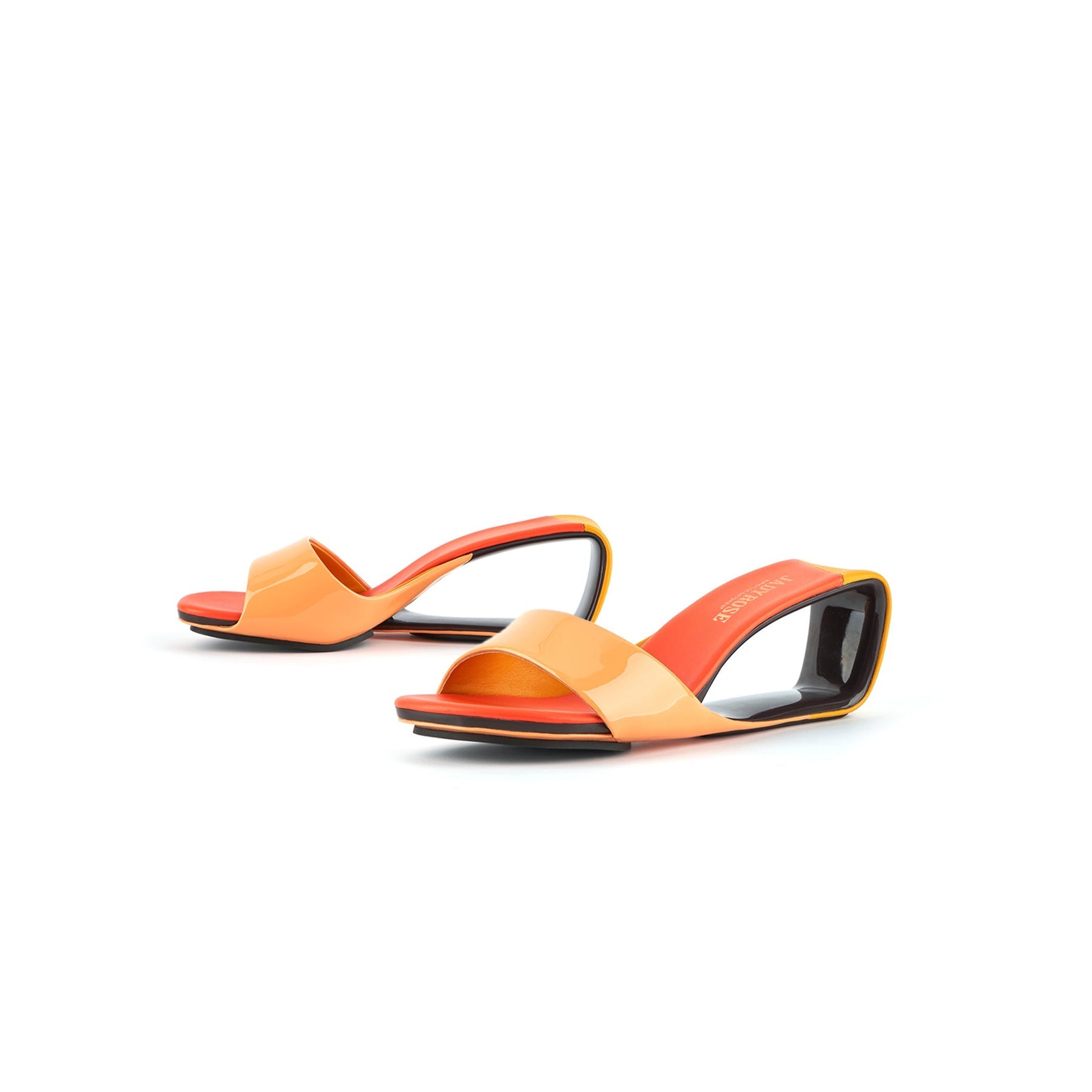 JADY ROSE | MADEMOISELLE BELLE LEATHER WEDGE SLIDE - ORANGE