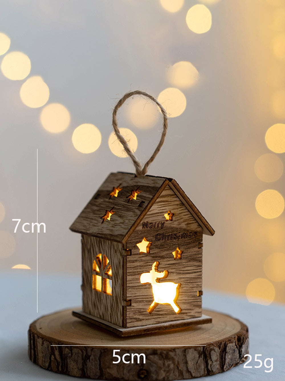 Christmas Tree Wooden House Decorations