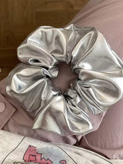 Elasticity Pleated Shiny Solid Color Hair Accessories Scrunchy