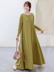 Simple 6 Colors Plus Size Loose Long Sleeve Casual Dress